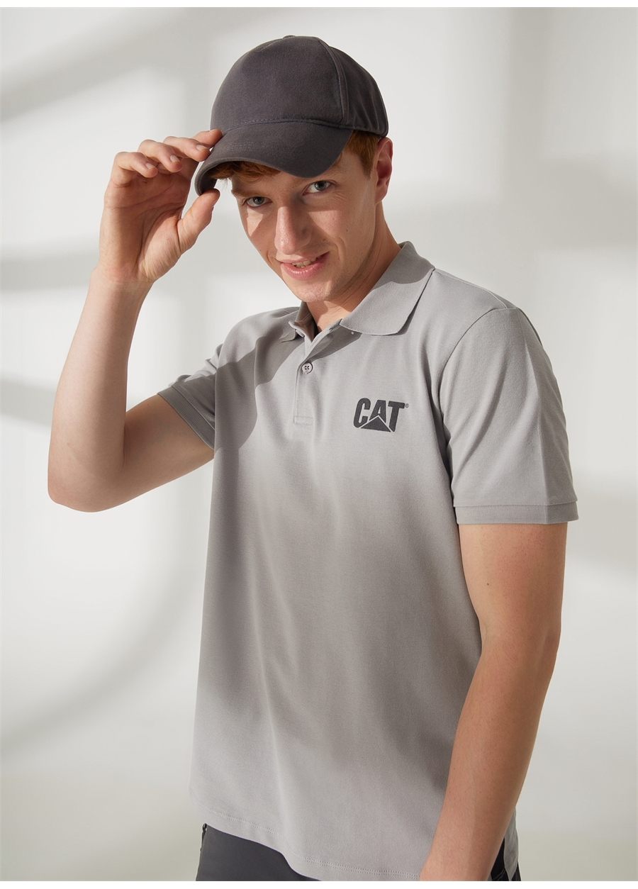 Caterpillar Baskılı Gri Erkek Polo T-Shirt E-HARRY