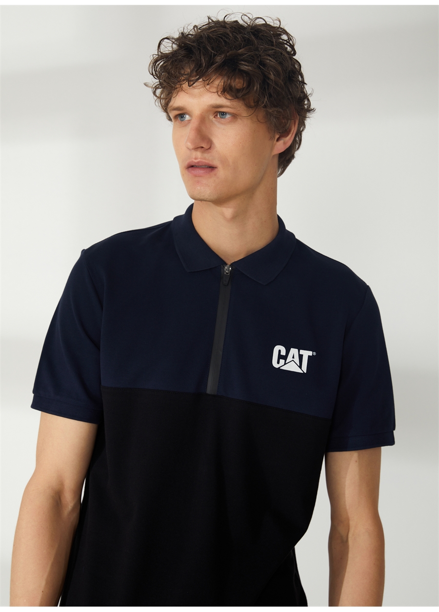 Caterpillar Baskılı Lacivert - Siyah Erkek Polo T-Shirt E-NAVY