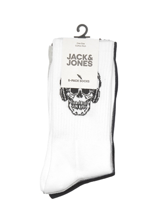 Jack & Jones Beyaz Erkek Çorap 12224920_JACSKULL SOCKS 5 PACK_4