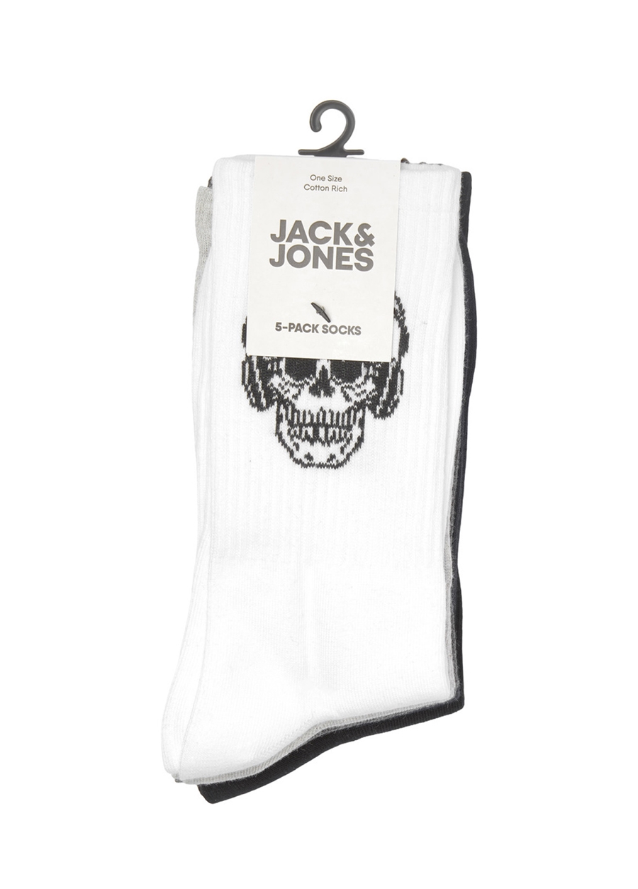 Jack & Jones Beyaz Erkek Çorap 12224920_JACSKULL SOCKS 5 PACK_4