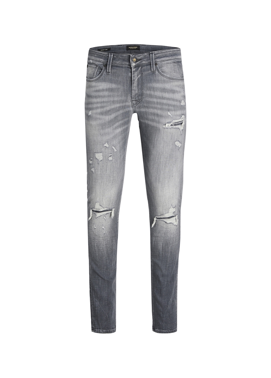 Jack & Jones 12229187_JJILIAM JJSEAL GE 284 Gri Erkek Düşük Bel Skinny Fit Denim Pantolon_1