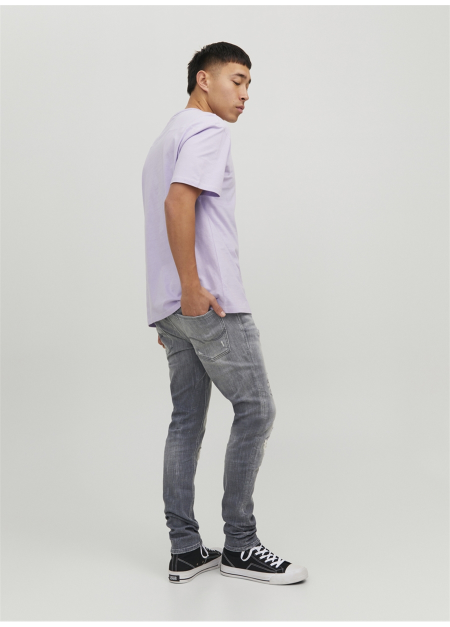 Jack & Jones 12229187_JJILIAM JJSEAL GE 284 Gri Erkek Düşük Bel Skinny Fit Denim Pantolon_7