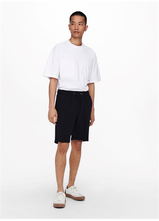 Only & Sons Normal Siyah Erkek Sweat Şort 22015623_ONSNEIL SWEAT SHORTS