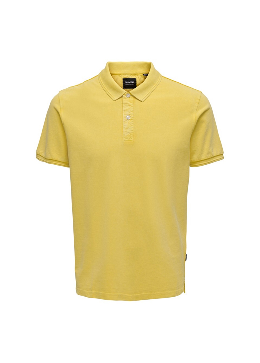 Only & Sons Düz Sarı Erkek Polo T-Shirt 22021769_ONSTRAVIS SLIM WASHED SS P