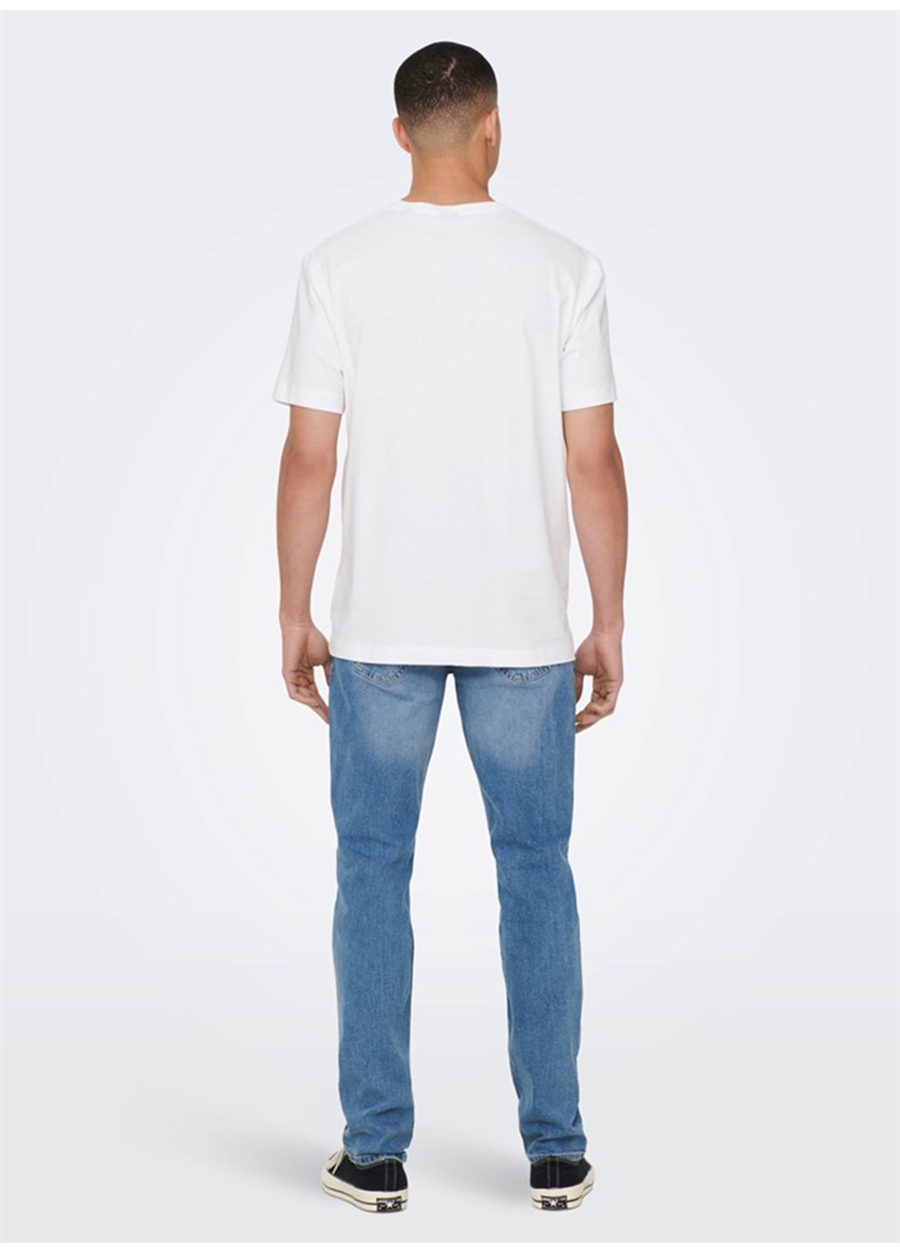 Only & Sons O Yaka Düz Beyaz Erkek T-Shirt 22025208_ONSMAX LIFE REG SS STITCH_2