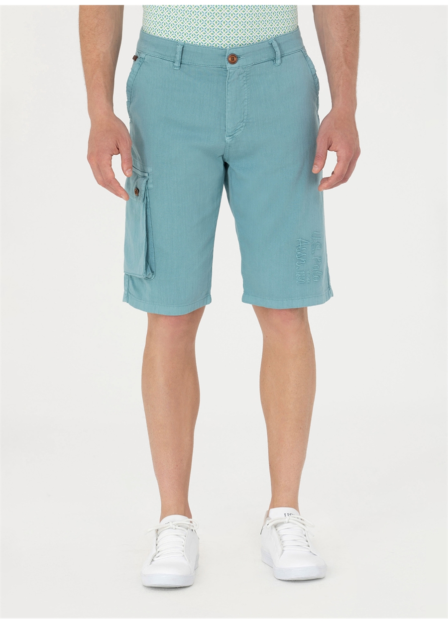 U.S. Polo Assn. Normal Bel Comfort Fit Koyu Mint Erkek Bermuda Şort ASKAR_0