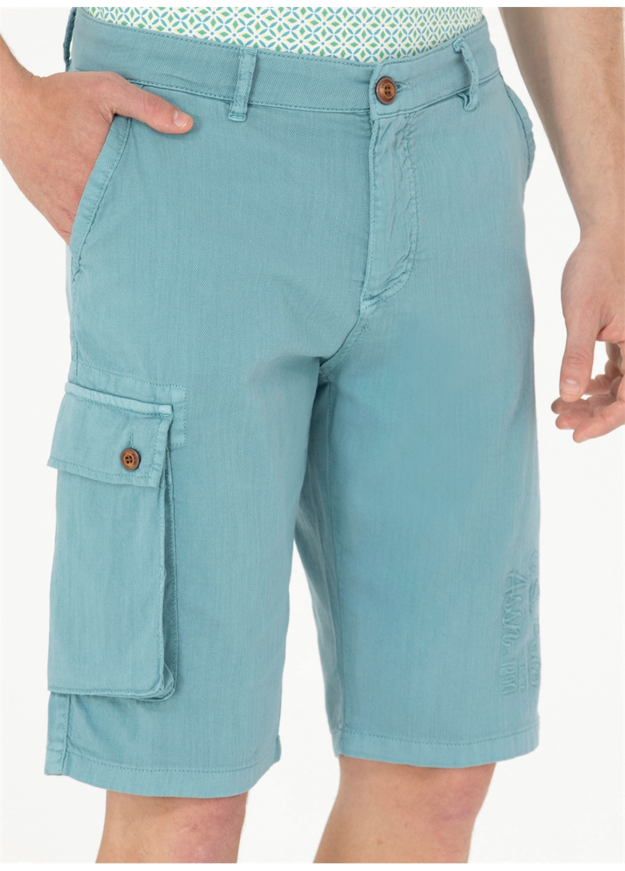 U.S. Polo Assn. Normal Bel Comfort Fit Koyu Mint Erkek Bermuda Şort ASKAR_2