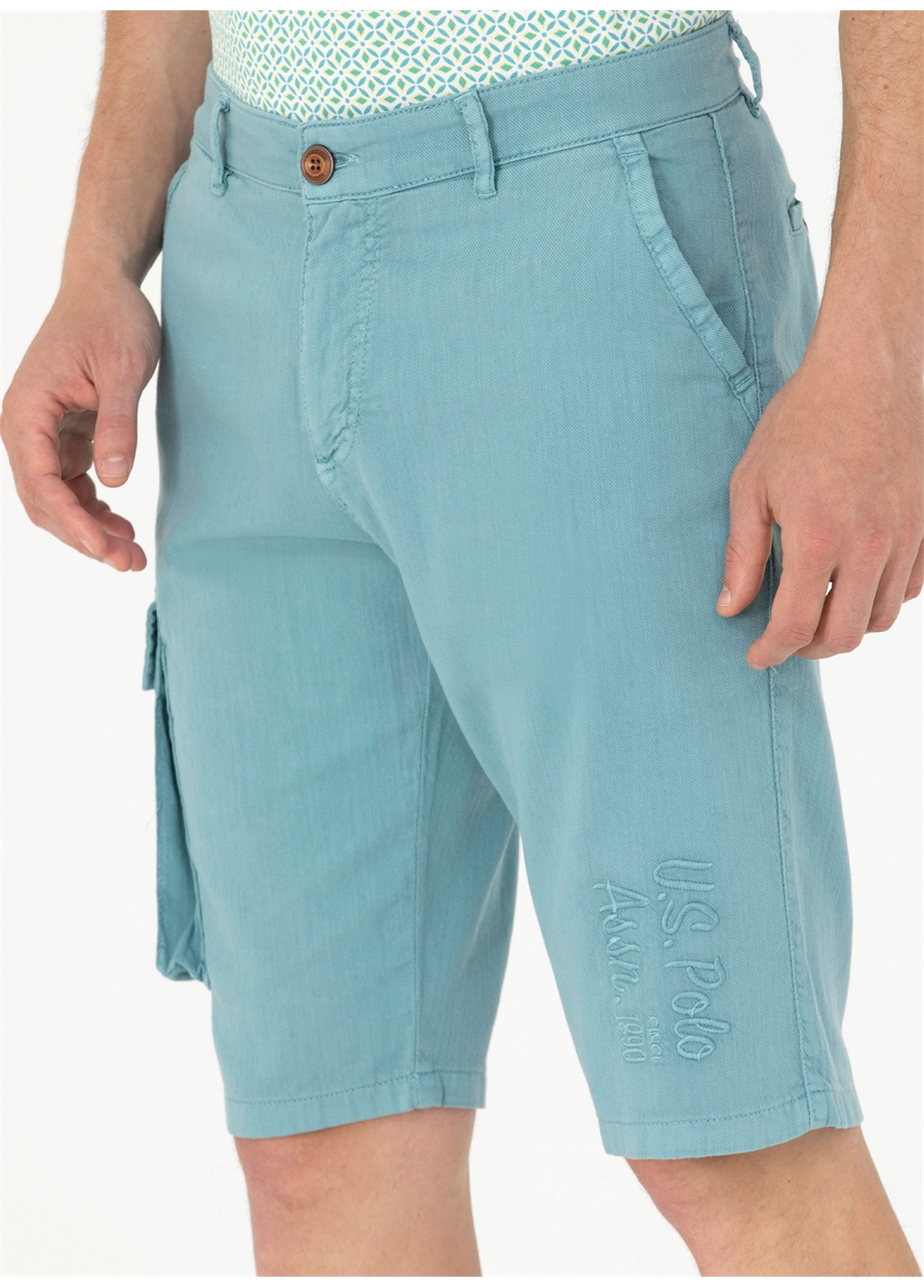 U.S. Polo Assn. Normal Bel Comfort Fit Koyu Mint Erkek Bermuda Şort ASKAR_3