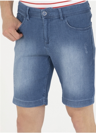 U.S. Polo Assn. Normal Bel Regular Fit Mavi Erkek Denim Şort FOLD-İ_5