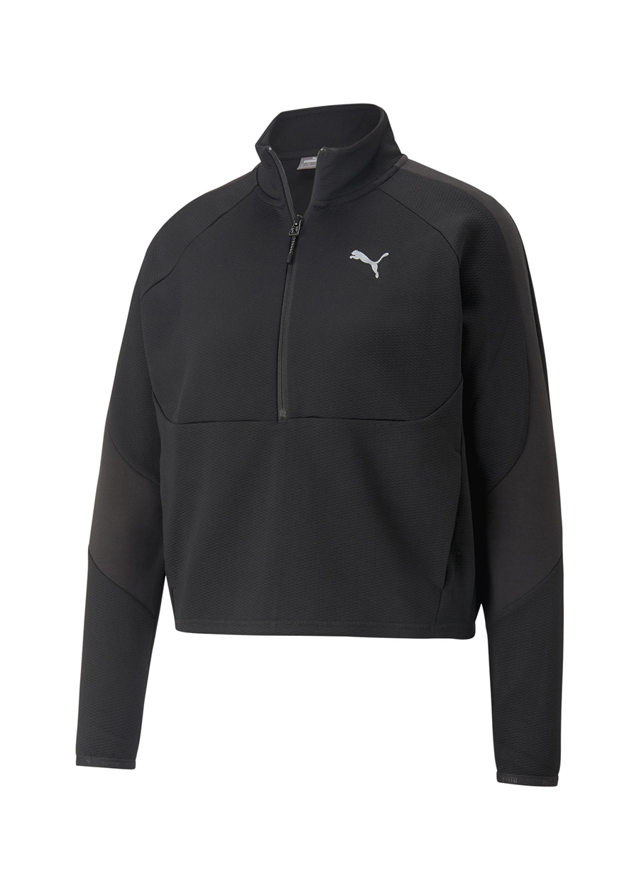 Puma 67308301 EVOSTRIPE Half-Zip Crew Siyah Kadın Bisiklet Yaka Regular Fit Sweatshirt_5