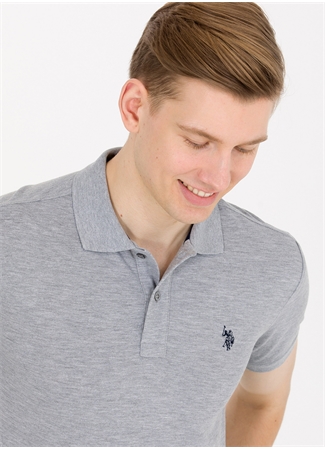 U.S. Polo Assn. Gri Melanj Erkek Polo T-Shirt GTP04IY023_1