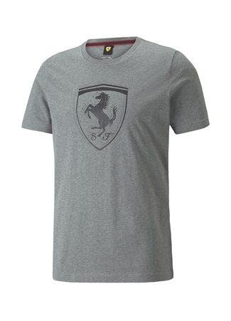 Puma Bisiklet Yaka Düz Gri Erkek T-Shirt 53375203 Ferrari Race Tonal Shie_5