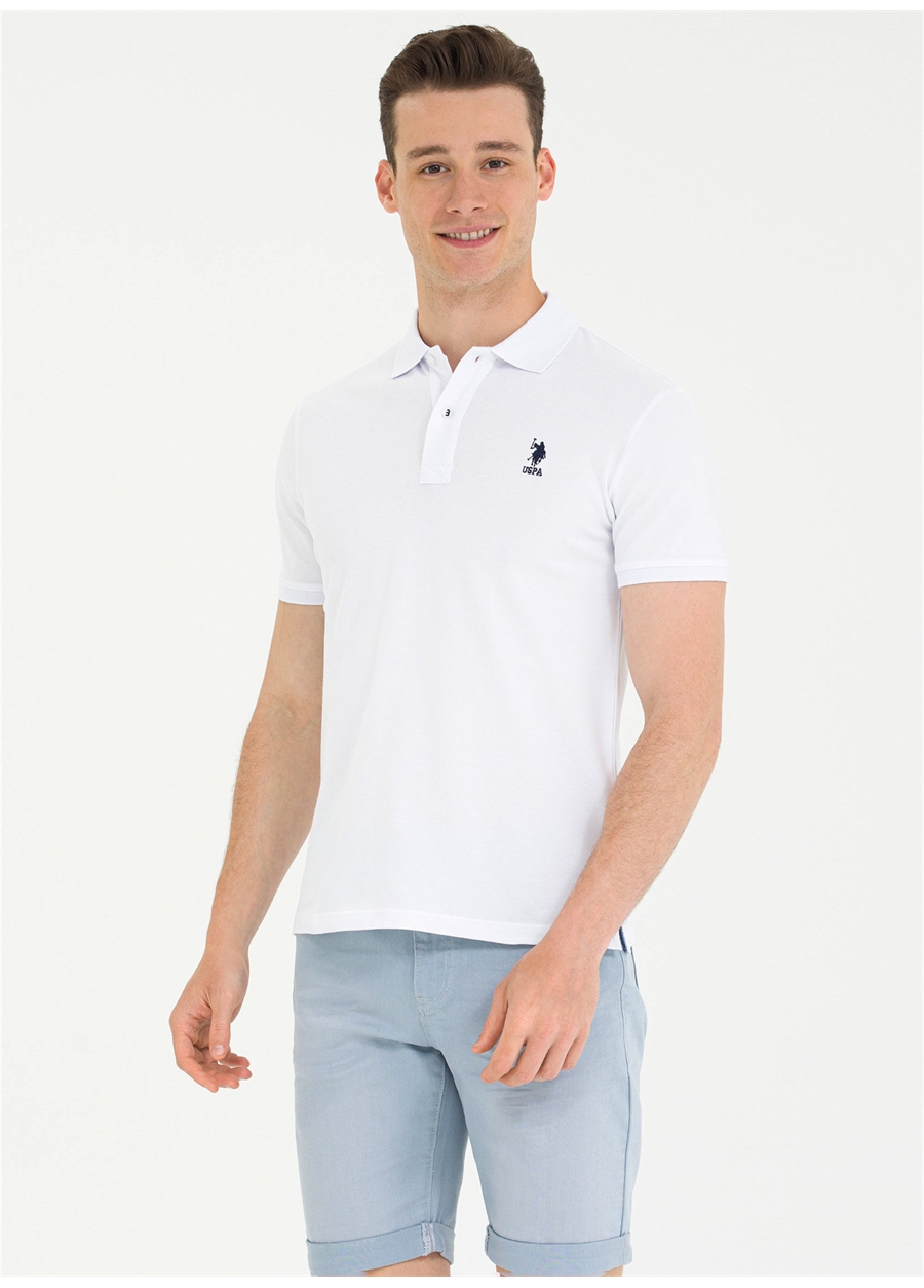U.S. Polo Assn. Polo Yaka Beyaz Erkek T-Shirt TP08IY023