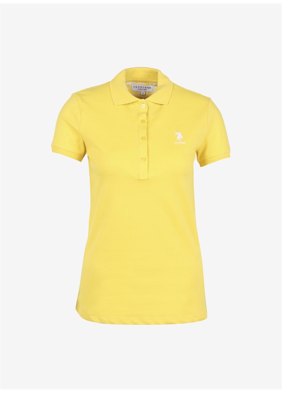 U.S. Polo Assn. Polo Yaka Düz Sarı Kadın T-Shirt TP0123