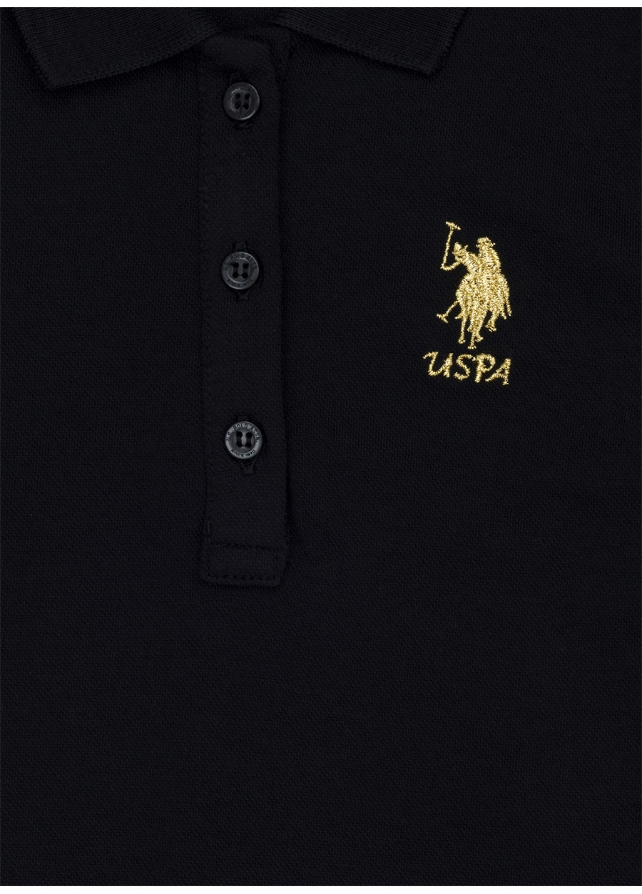 U.S. Polo Assn. Düz Siyah Kız Çocuk Polo T-Shirt MTSKIDS_2