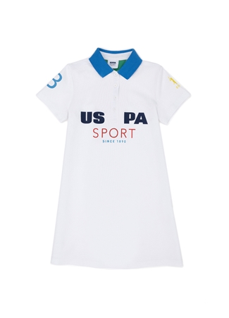 U.S. Polo Assn. Baskılı Beyaz Kız Çocuk Polo T-Shirt MILENA-TKIDS_1