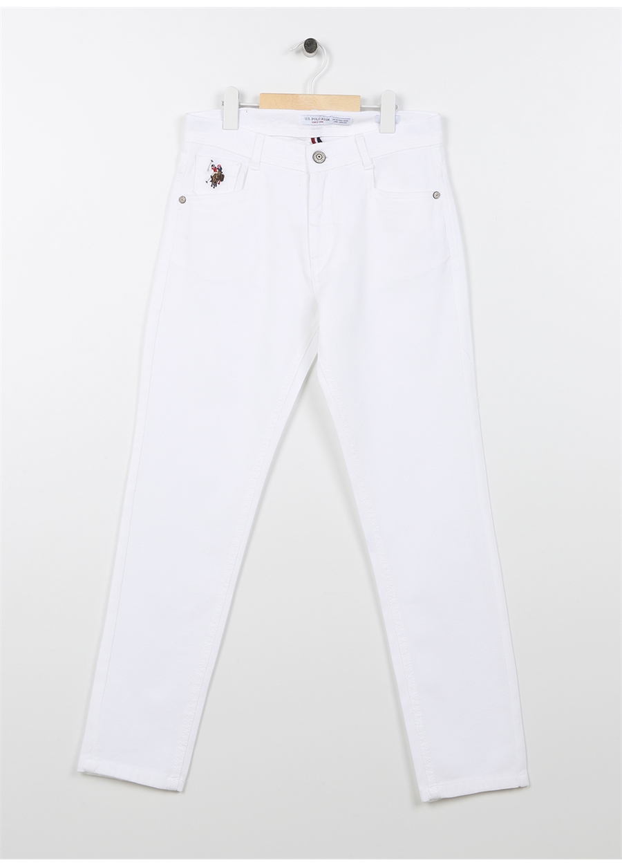 U.S. Polo Assn. Beyaz Erkek Çocuk Boru Paça Slim Fit Düz Chino Pantolon MICHAELKIDS23Y