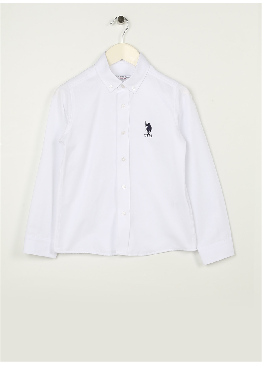 U.S. Polo Assn. Beyaz Erkek Çocuk Uzun Kollu Regular Fit Gömlek GOXKIDS023Y