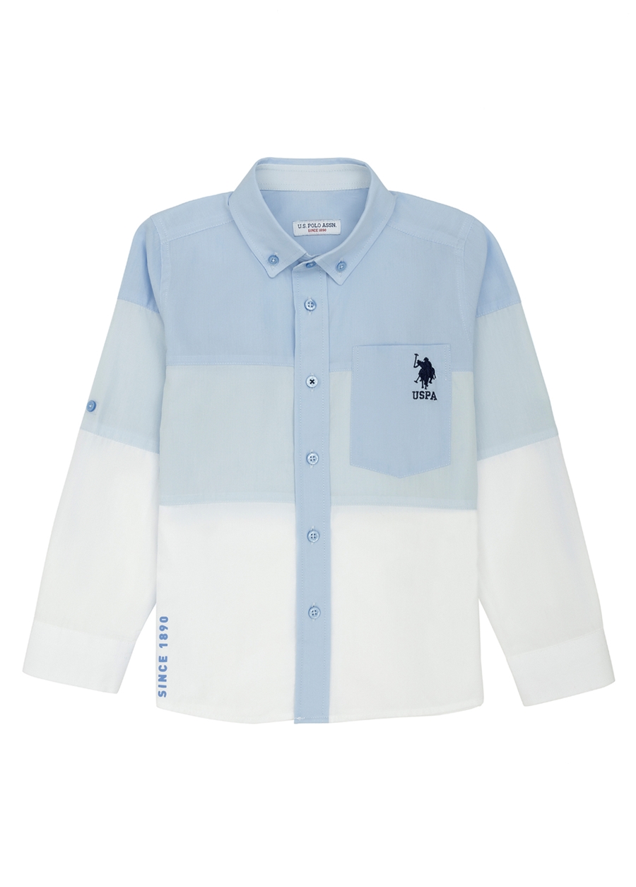 U.S. Polo Assn. Çizgili Mavi Erkek Çocuk Gömlek RENARKIDS