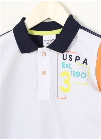 U.S. Polo Assn. Beyaz Erkek Çocuk Polo Yaka Kısa Kollu Baskılı Polo T-Shirt KELD_2