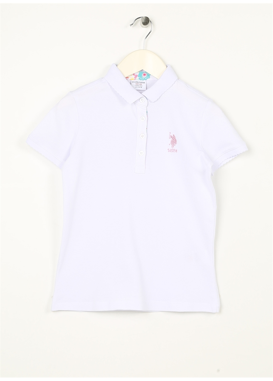 U.S. Polo Assn. Beyaz Kız Çocuk Polo Yaka Kısa Kollu Düz Polo T-Shirt TP01-IY023