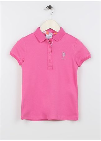 U.S. Polo Assn. Pembe Kız Çocuk Polo Yaka Kısa Kollu Düz Polo T-Shirt TP01-IY023_0