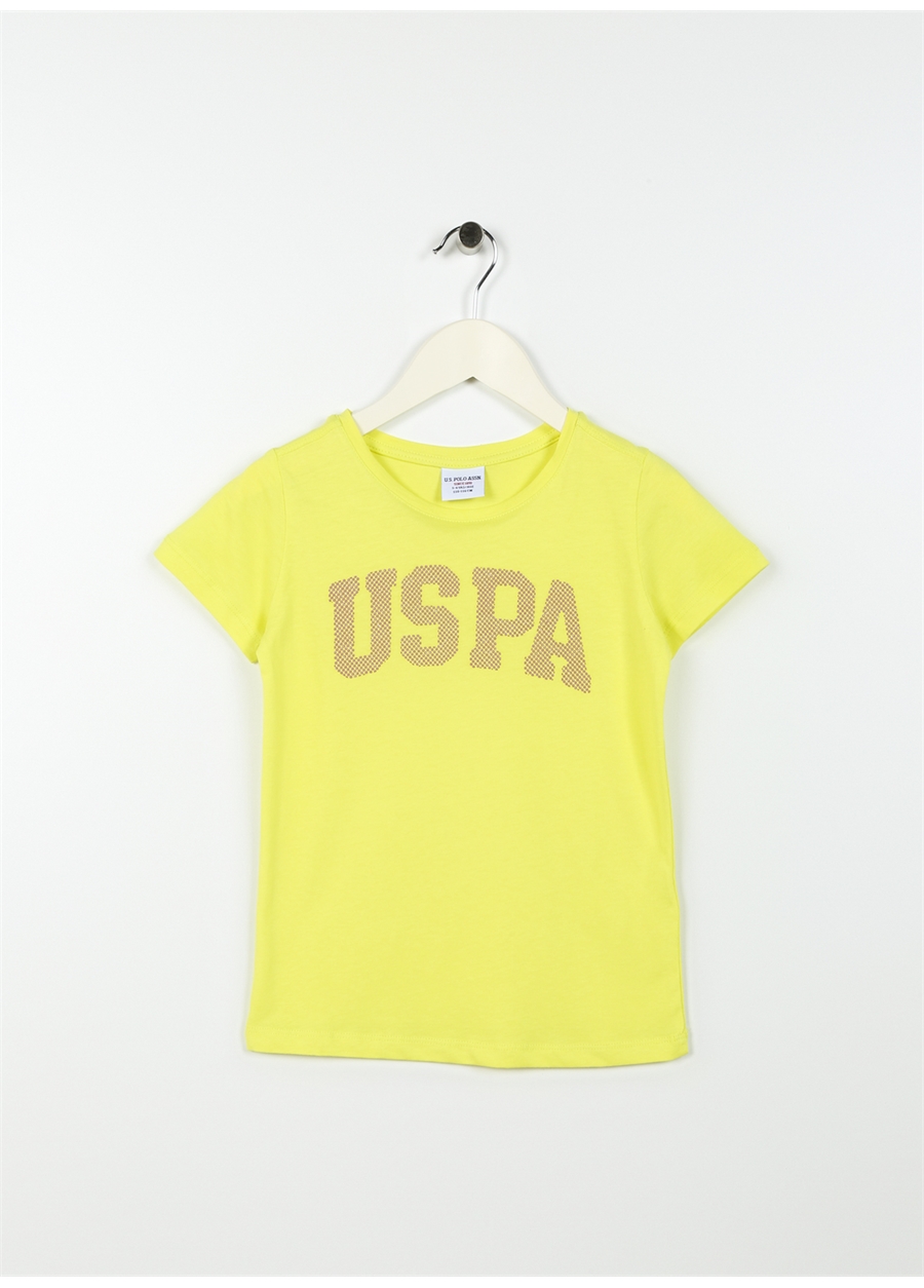 U.S. Polo Assn. Yeşil Kız Çocuk Bisiklet Yaka Kısa Kollu Baskılı T-Shirt KEAN-IY23