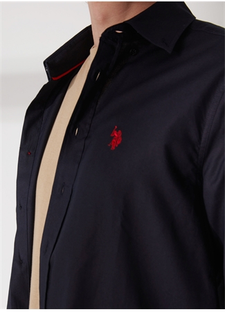 U.S. Polo Assn. Regular Fit Düğmeli Yaka Siyah Erkek Gömlek CEDROREG023Y_4