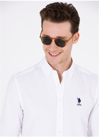 U.S. Polo Assn. Slim Fit Düğmeli Yaka Beyaz Erkek Gömlek GOX023Y_2