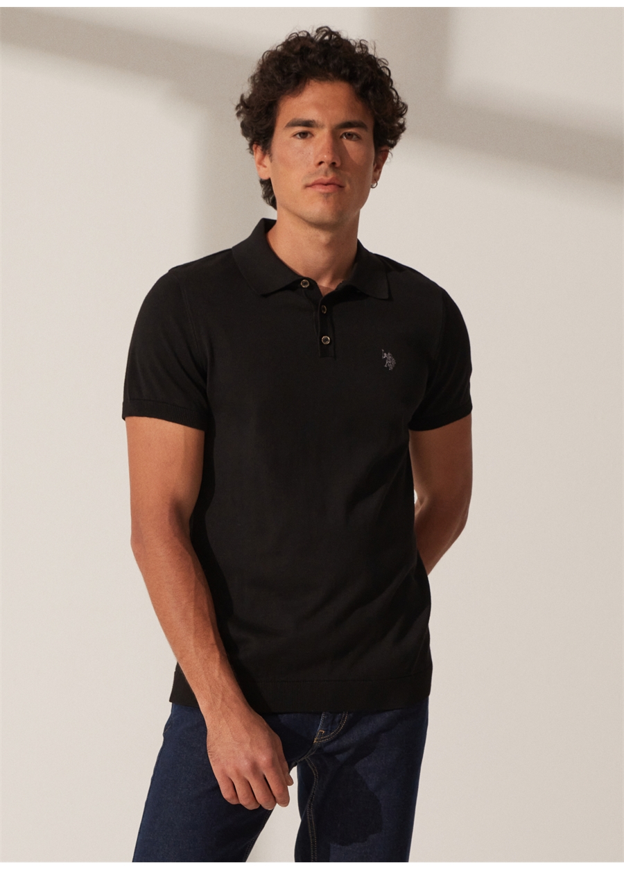 U.S. Polo Assn. Polo Yaka Regular Fit Siyah Erkek Kazak RAHAL-IY23_1