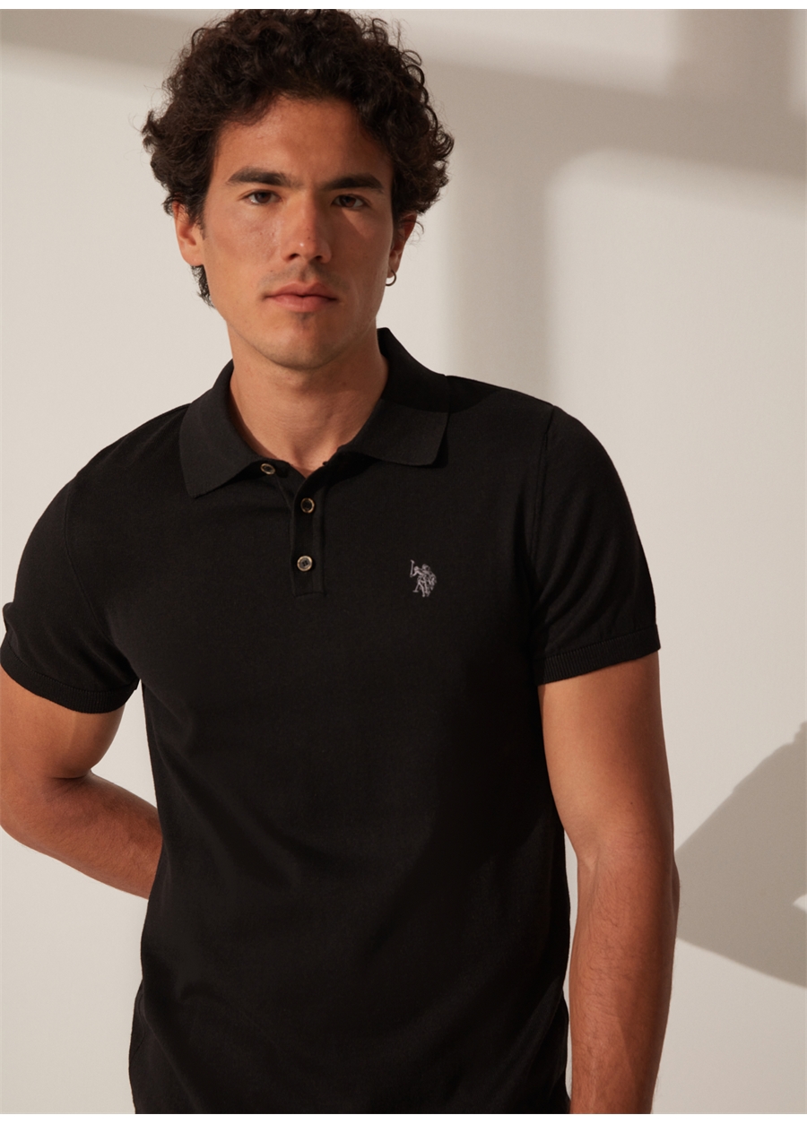 U.S. Polo Assn. Polo Yaka Regular Fit Siyah Erkek Kazak RAHAL-IY23_3