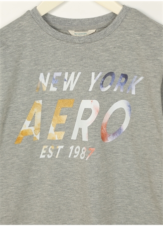 Aeropostale Baskılı Gri Melanj Erkek Çocuk T-Shirt 23SAB-41_2