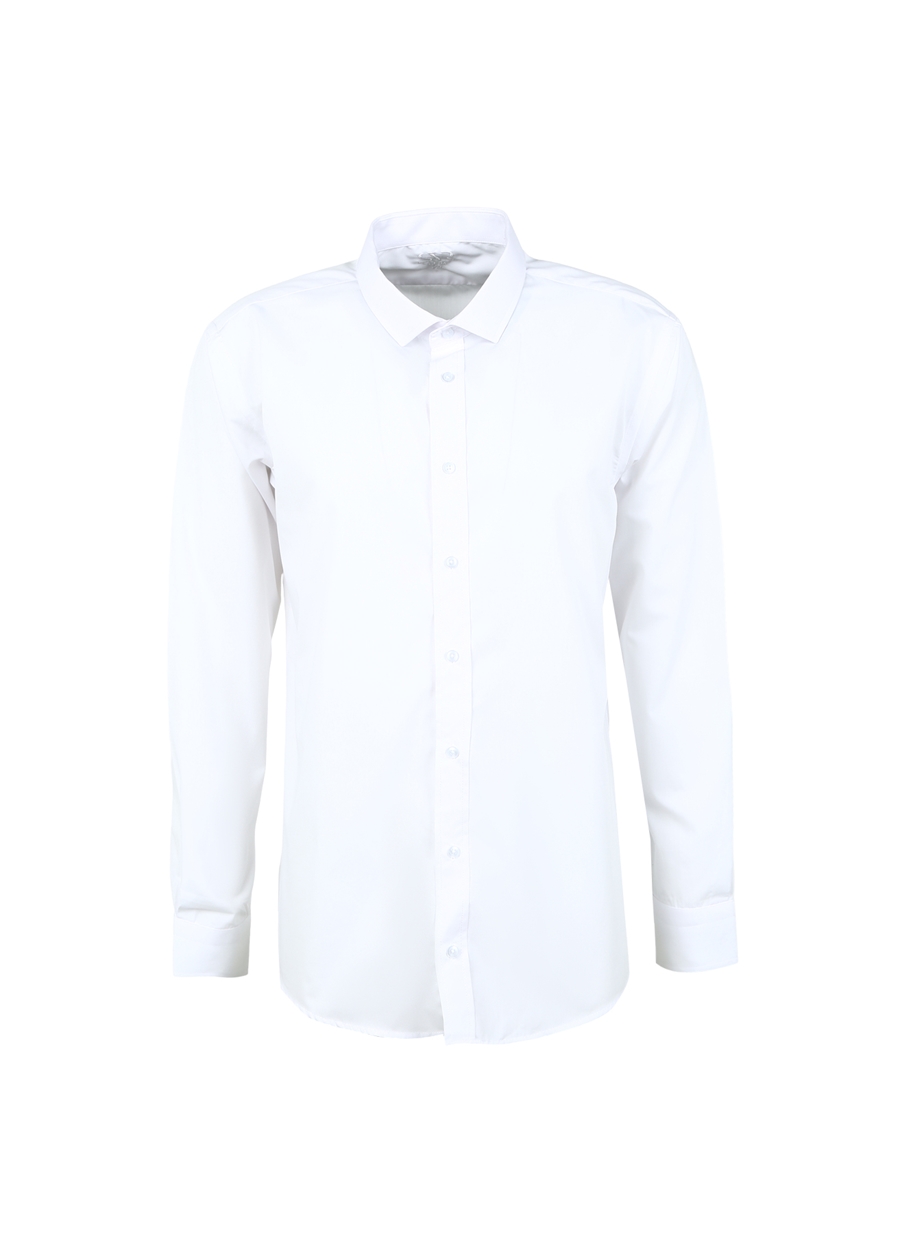 Süvari Slim Fit Klasik Yaka Düz Beyaz Erkek Gömlek GM1007100526
