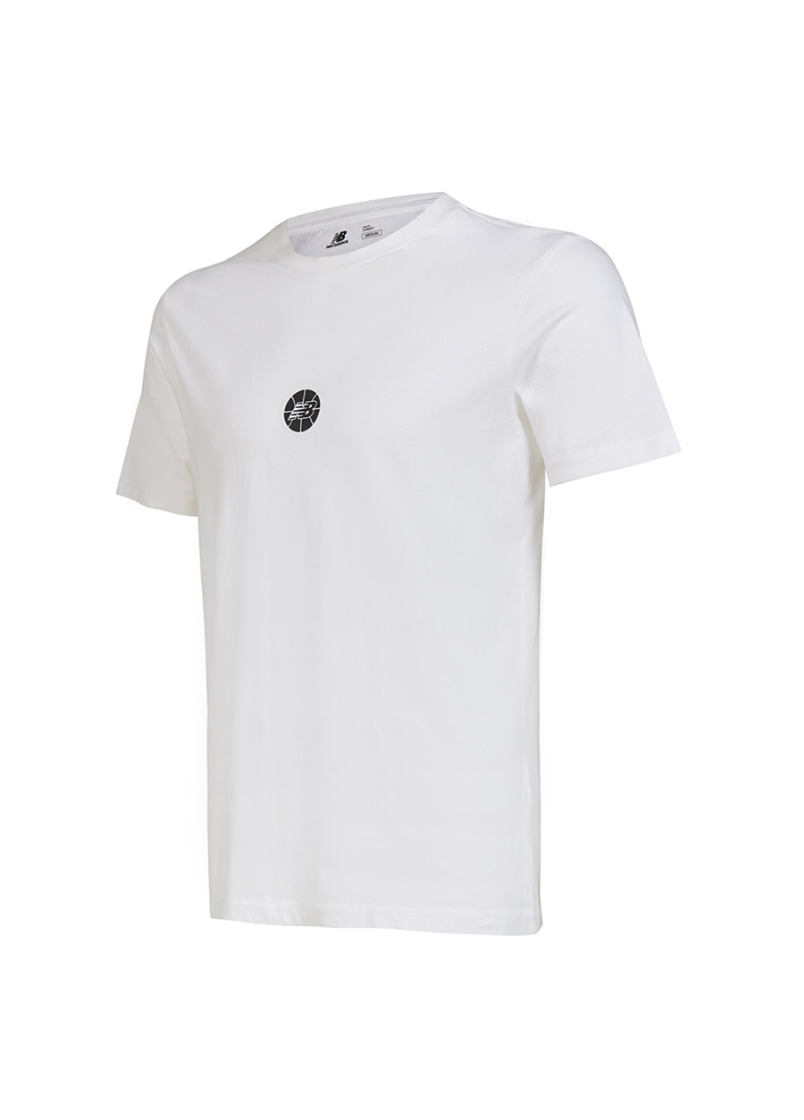 New Balance Yuvarlak Yaka Düz Beyaz Erkek T-Shirt MNT1343-WT