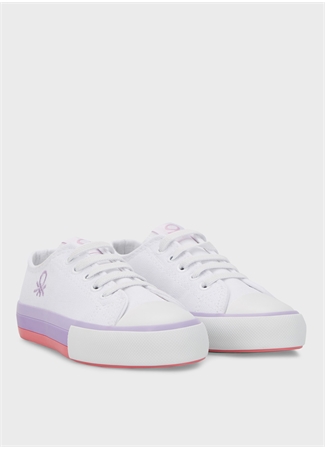 Benetton Beyaz - Lila Kız Çocuk Sneaker BN-30175_2