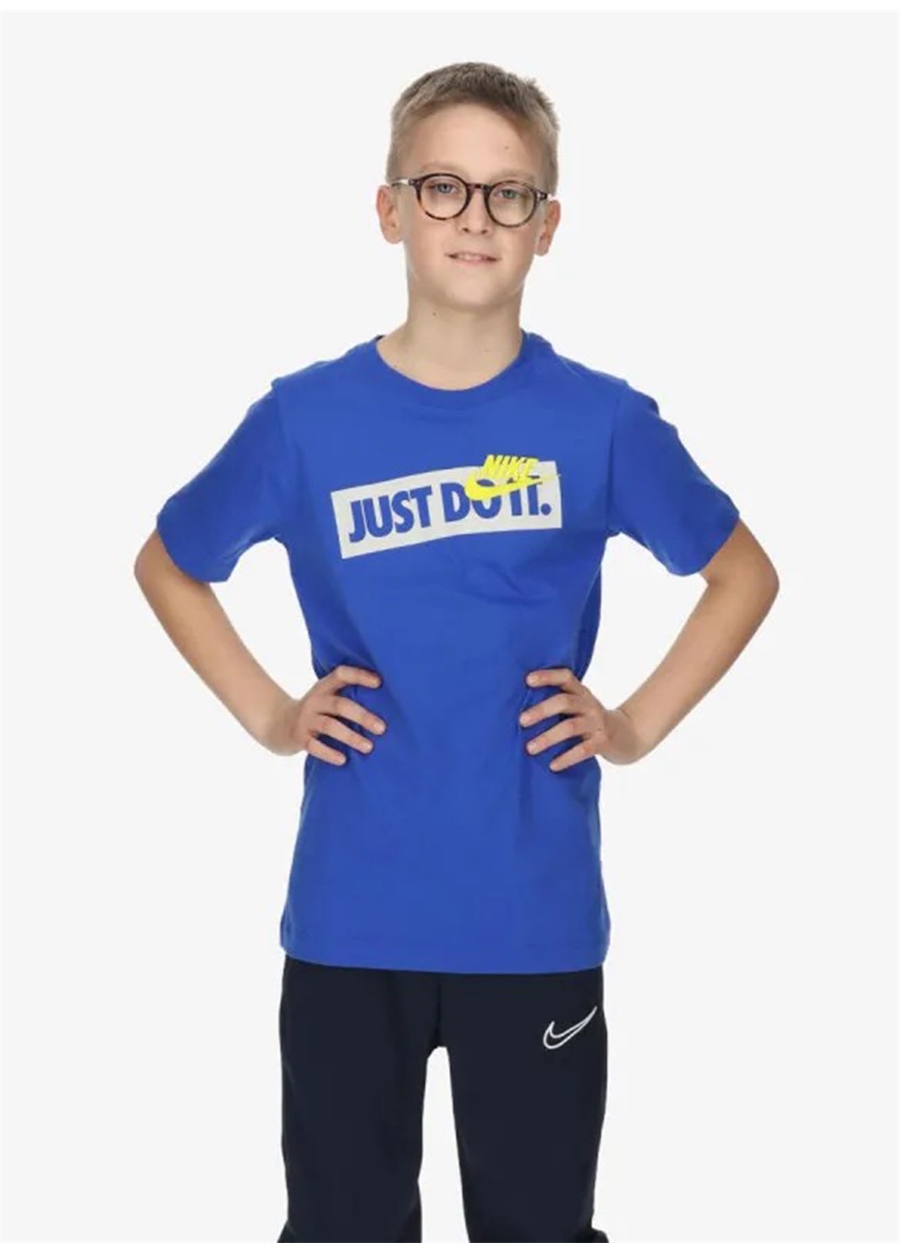 Nike Düz Mavi Erkek Çocuk T-Shirt DX9505-480 B NSW TEE HBR ICON