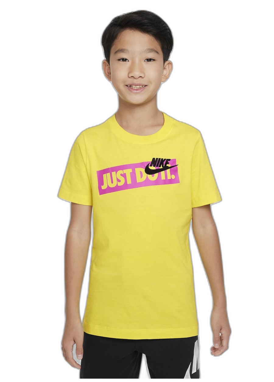 Nike Çocuk Sarı - Altın Bisiklet Yaka T-Shirt DX9505-731 B NSW TEE HBR ICON