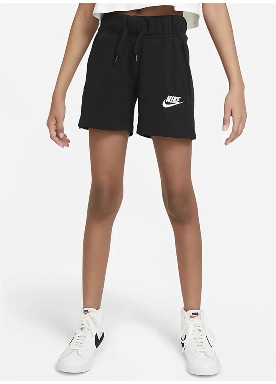 Nike Çocuk Siyah - Gri - Gümüş Şort DA1405-010 G NSW CLUB FT 5 IN SHORT