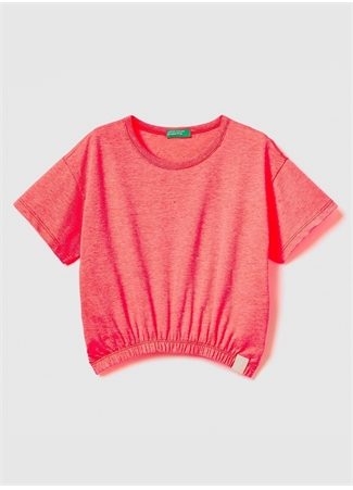 Benetton Düz Nar Çiçeği Kız Çocuk T-Shirt 37YKC10AU