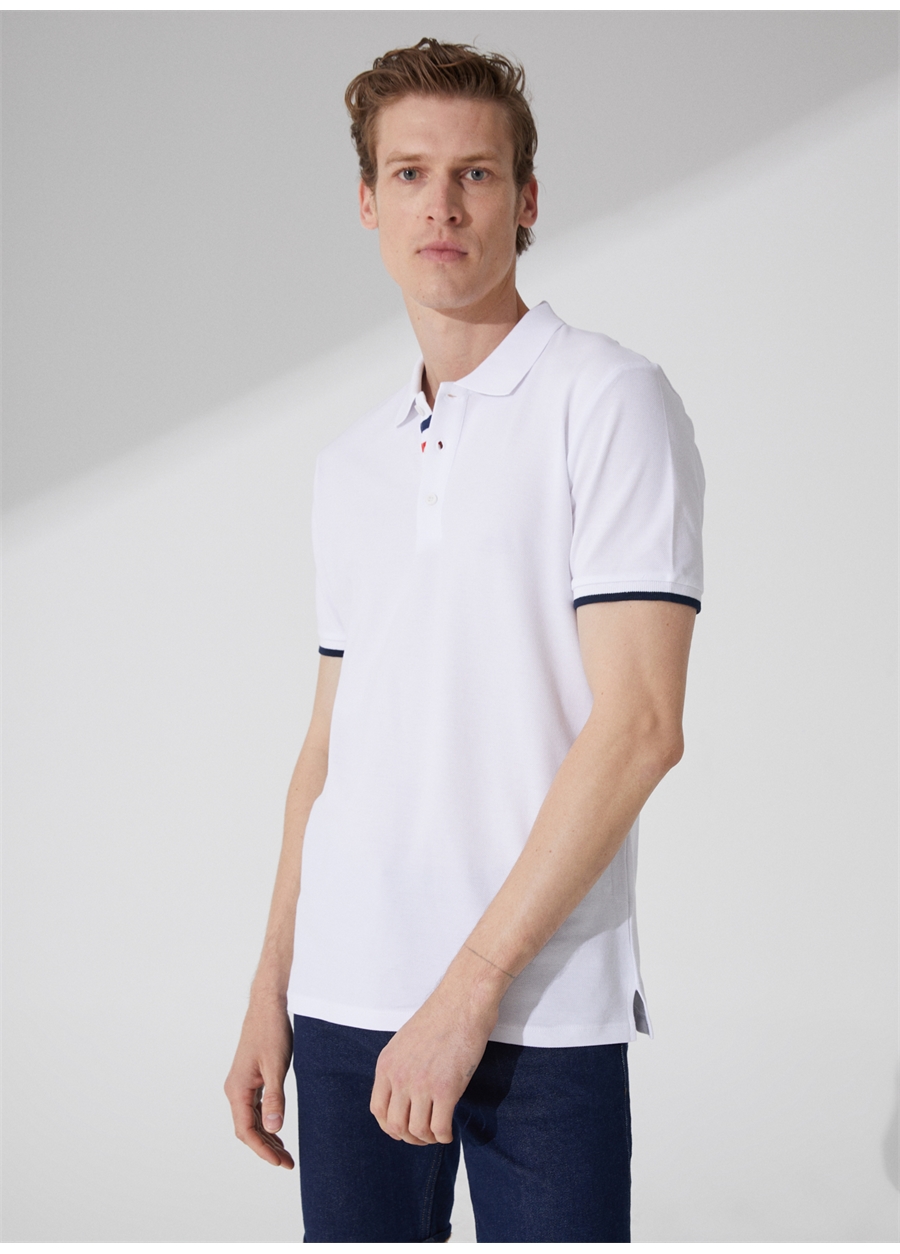 People By Fabrika Düz Beyaz Erkek Polo T-Shirt 23P01