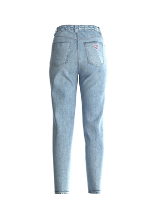 Guess MOM JEAN - ECO COTTON MARBLE STR IN Normal Bel Normal Paça Rahat Mavi - Buz Kadın Denim Pantolon_1