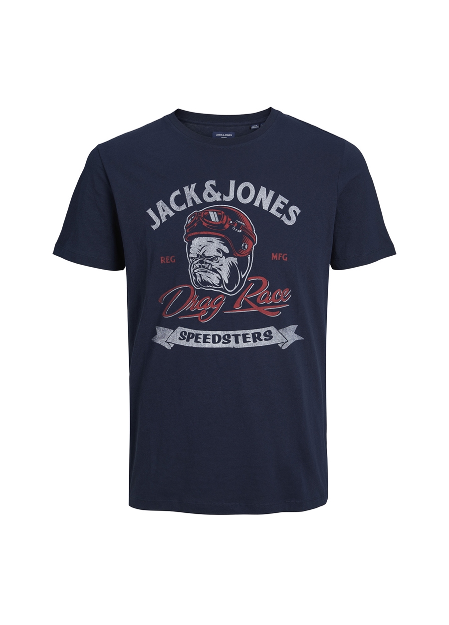 Jack & Jones Lacivert Erkek Çocuk Bisiklet Yaka Yarım Kollu Desenli T-Shirt 12232891