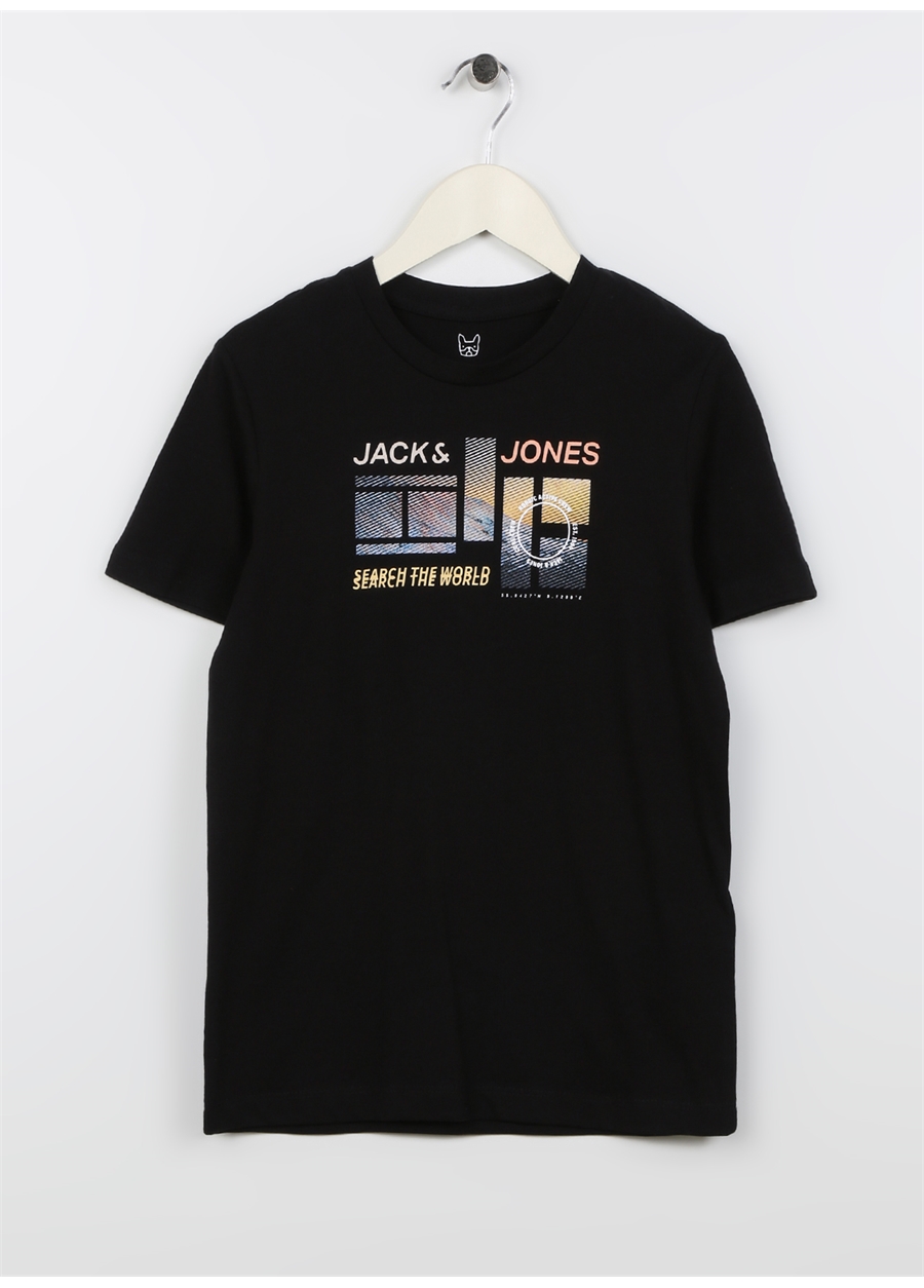 Jack & Jones Desenli Siyah Erkek Çocuk T-Shirt 12234450