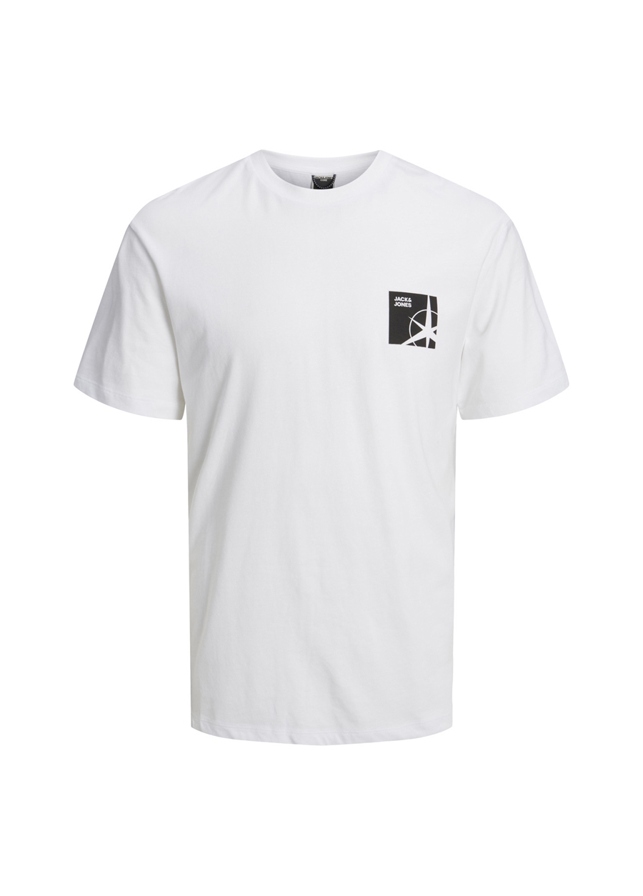 Jack & Jones Beyaz Erkek Çocuk Bisiklet Yaka Yarım Kollu Desenli T-Shirt 12235610
