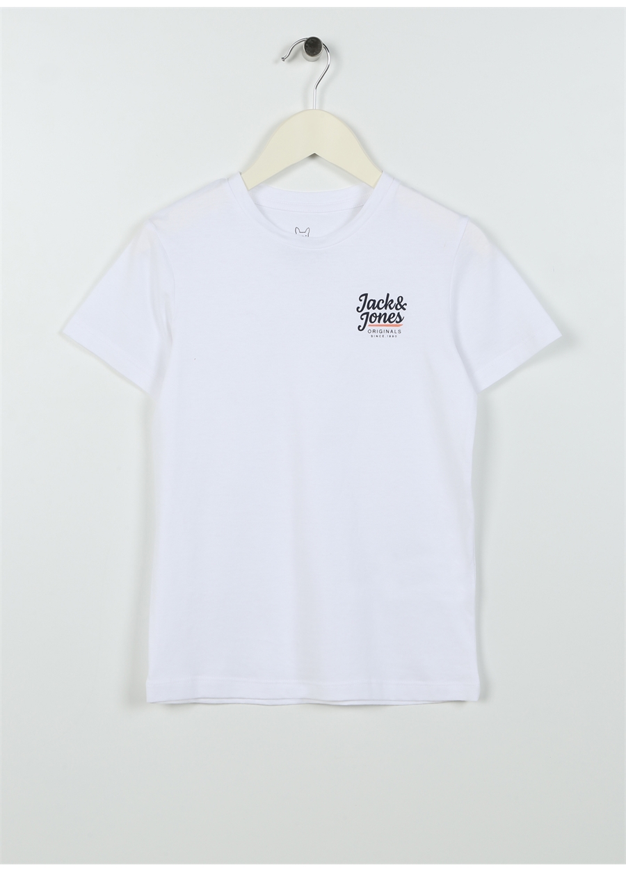Jack & Jones Kırık Beyaz Erkek Çocuk Bisiklet Yaka Yarım Kollu Desenli T-Shirt 12239432