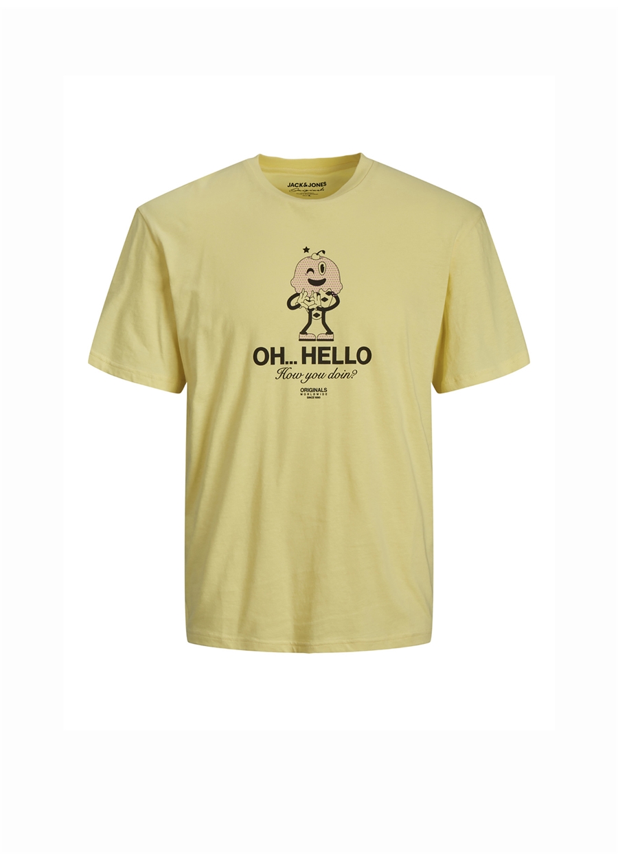 Jack & Jones Sarı Erkek Çocuk Bisiklet Yaka Desenli T-Shirt 12242923