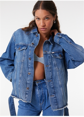 Wrangler Lacivert Kadın Oversize Denim Ceket W231616XT_4