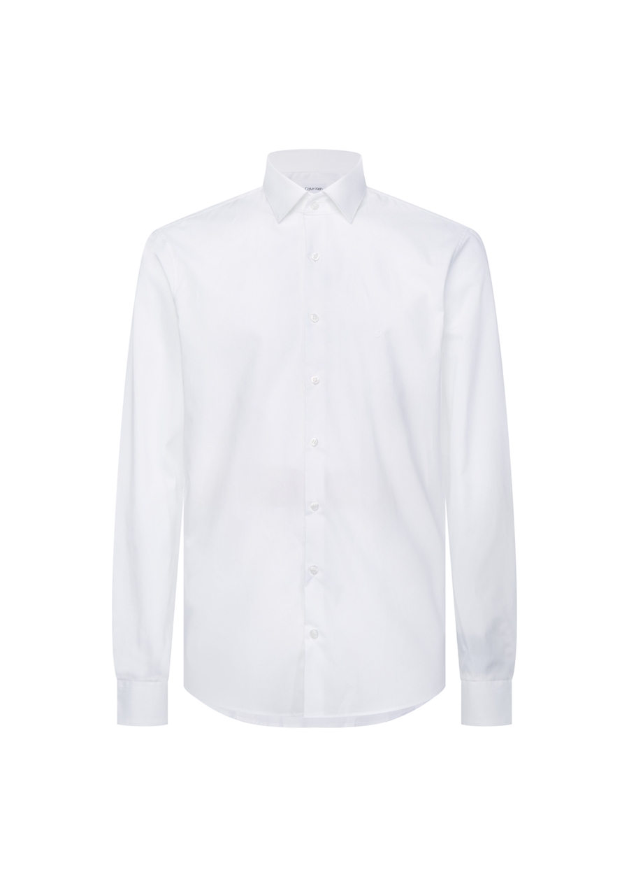 Calvin Klein Düğmeli Yaka Beyaz Erkek Gömlek K10K103025100
