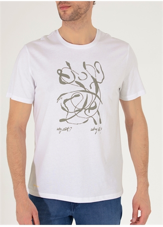 Pierre Cardin Bisiklet Yaka Baskılı Beyaz Erkek T-Shirt ART_5