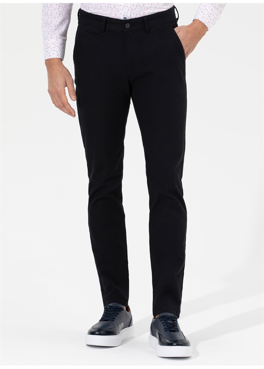 Pierre Cardin Normal Bel Normal Paça Slim Fit Siyah Erkek Pantolon BUTON_1